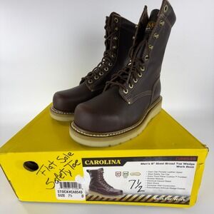 Carolina CA8549 Men 8 Inch Steel Broad Toe Wedge Work Boot Dark Oak Leather 7.5D
